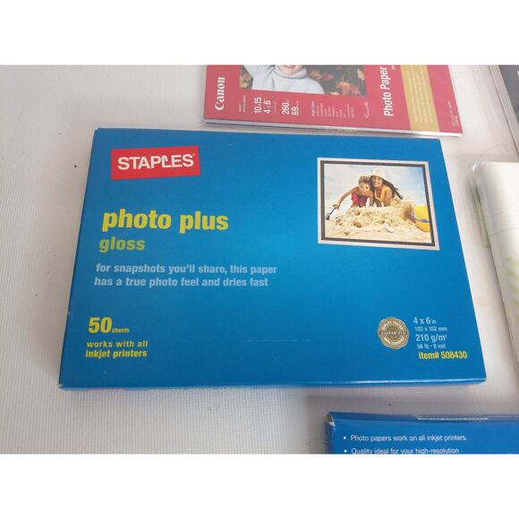 Staples Canon HP Konica Photo Print Paper Assorted Set of 7 - Picture 2 of 6
